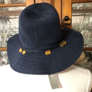 NWT Chico's Navy Wide-Brim Hat